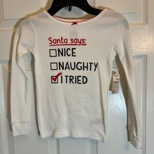 Carter's White Long Sleeve Thermal Tee with Santa Says Print Size 5